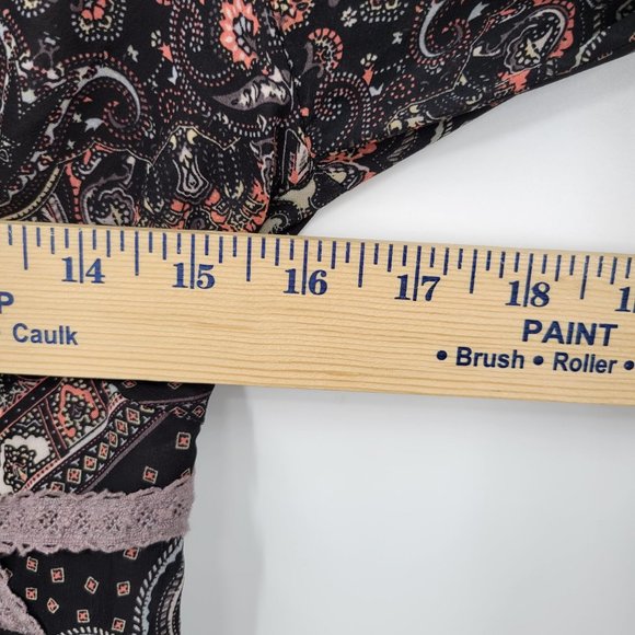 Free People Paisley Kimono Smocked Moonlight Bay Dress Mesh Belle Sleeve 2 Women - Picture 12 of 15